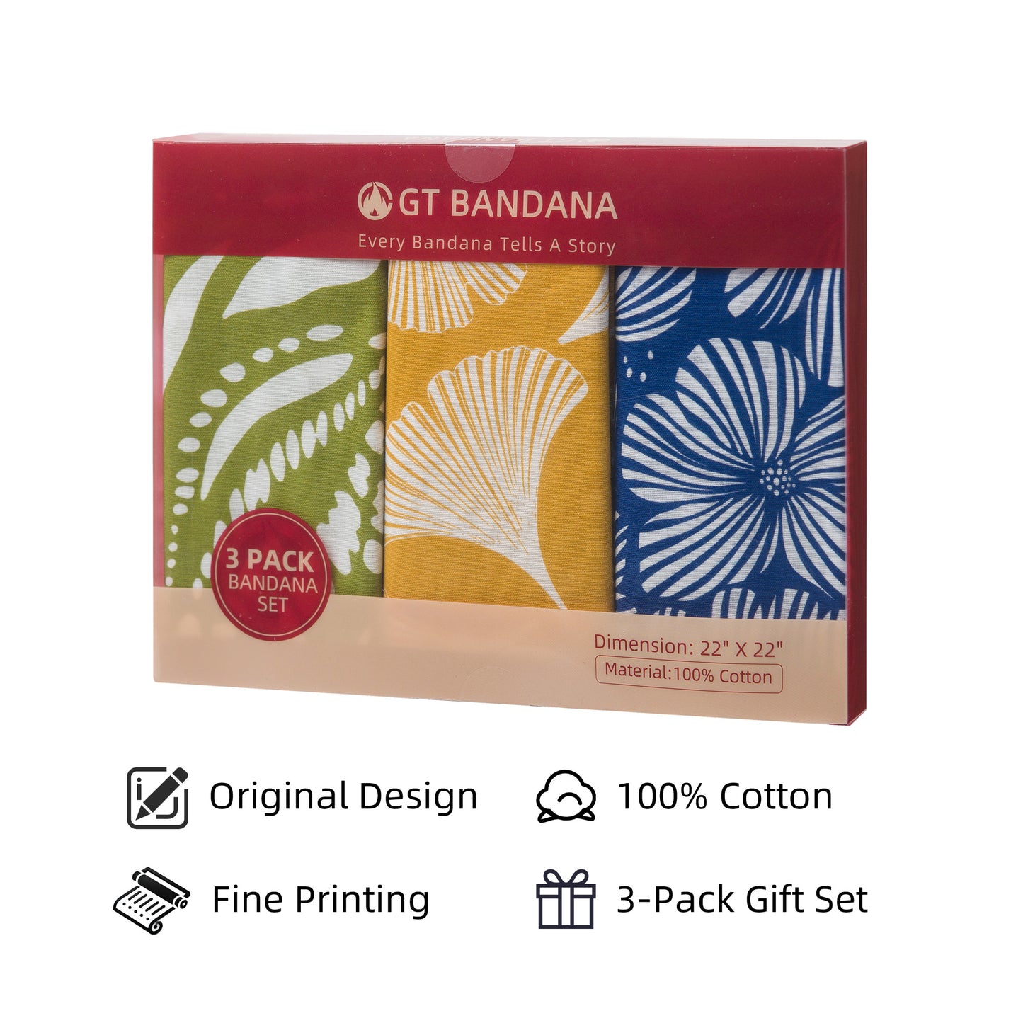 Botanical Assorted Bandana Set (3-Pack)