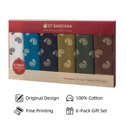 Paisley Assorted Bandana Set (6-Pack)