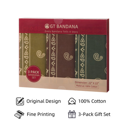 Classic Paisley Bandana Set (3-Pack)