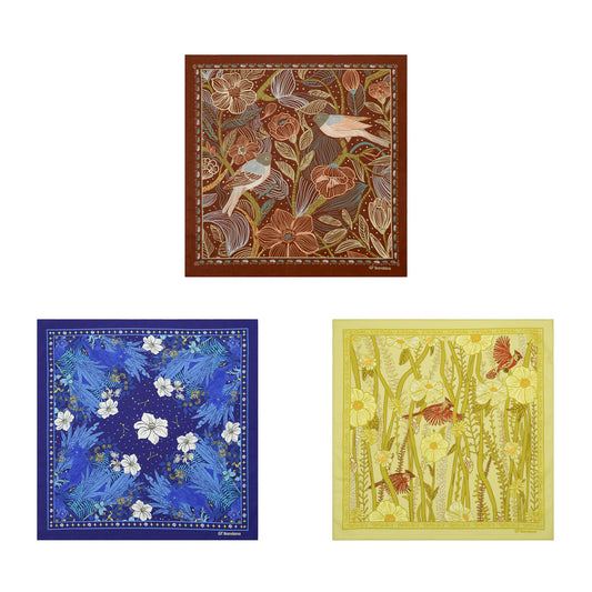 Flowers and Birds Elements Print Bandanas