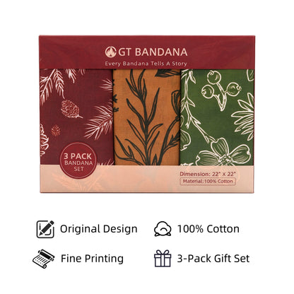 Forest-Style Plants Elements Print Bandana